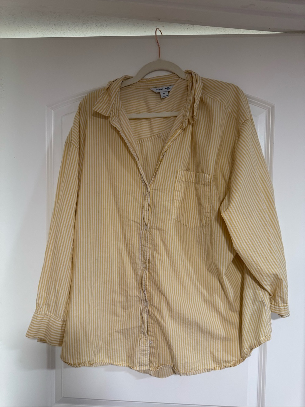 Old Navy Woman’s Yellow Striped Button-Down Shirt
